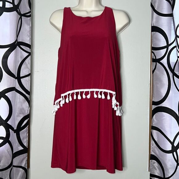 IMPRESSIONS FOR THE FRILL OF IT DRESS IN BURGUNDY - Picture 1 of 12